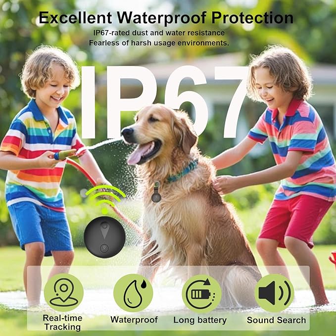 Pet GPS Tracker for Dogs,Smart Mini Location Tractive Collar Trackers for Cats,Works with iOS Find My,No Monthly Fee Subscription,IP67 Waterproof Real-Time Global Tracking Anti-Lost Ultra-Slim