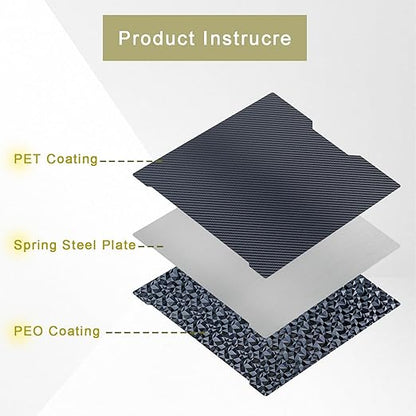 PEO (Diamond Pattern) & PET (Carbon Fiber Pattern) 3D Printing Build Plate Spring Steel Print Bed Sheet Compatible with Bambu Lab H2D H2S