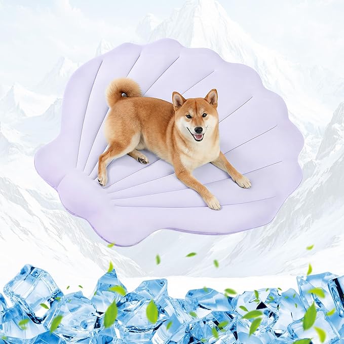 Dog Cooling Mat, 40'' × 40'' Large, Self-Cooling Mat for Dog, (Cool & Warm) Double-Sided Pet Cool Pads for Crate, Kennel, Machine Washable Summer Blanket, Cat Cool Bed, Non-Gel, Macaron Purple