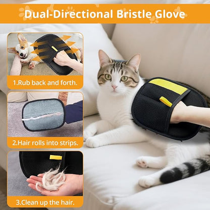 4 Pack Pet Hair Removal Glove,Efficient Pet Hair Remover for Dogs and Cats,Gentle Dog Hair Remover and Cat Hair Remover,Soft Pet Hair Remover Glove for Furniture and Clothing,Hair Removal Glove