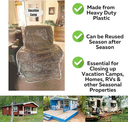 Evelots Clear Plastic Recliner Cover - Thick Heavy Duty Vinyl Armchair Cover for Protection Against Cat & Dog Clawing - Stain & Dust Protector - Waterproof Slipcover for Moving & Storage