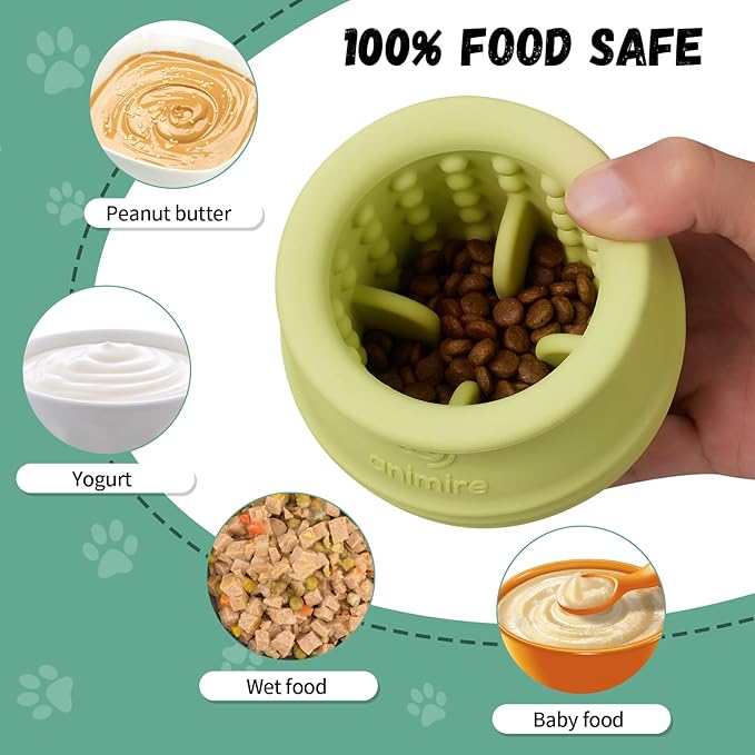 Treat Dispensing Dog Toy, Long-Lasting Interactive Puzzle Toys for Dogs, Stuffable Dog Enrichment Frozen Lick Treat Toy for Boredom, BPA Free Silicone Fetch Catch Chew Toy (Green,S)
