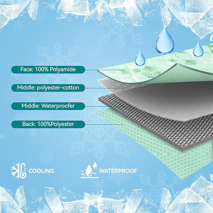 SUPRIY Pet Cooling Mat for Dogs & Cats - Qmax 0.4 Waterproof Cooling Pad, Summer Heat Relief Mat with Japanese Polyester Tech, 3 Sizes Indoor/Outdoor Use (27.5 * 38.5, Green Ginkgo Leaves)