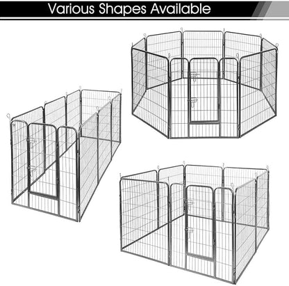 Giantex 40 inch Dog Fence with Door, 16/8 Panels Dog Playpen for Outside Large Dogs, Portable Pet Playpen Fencing Enclosures, Heavy Duty Metal Camping Fences for The Yard (16 Panels, 40 inch)