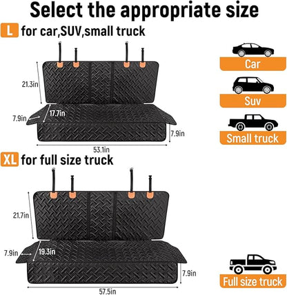 YJGF Dog Car Seat Cover for Back Seat Truck,Truck Back Seat Pet Cover for Dogs,Waterproof Scratchproof Rear Bench Seat Cover Protector (Black, XL)
