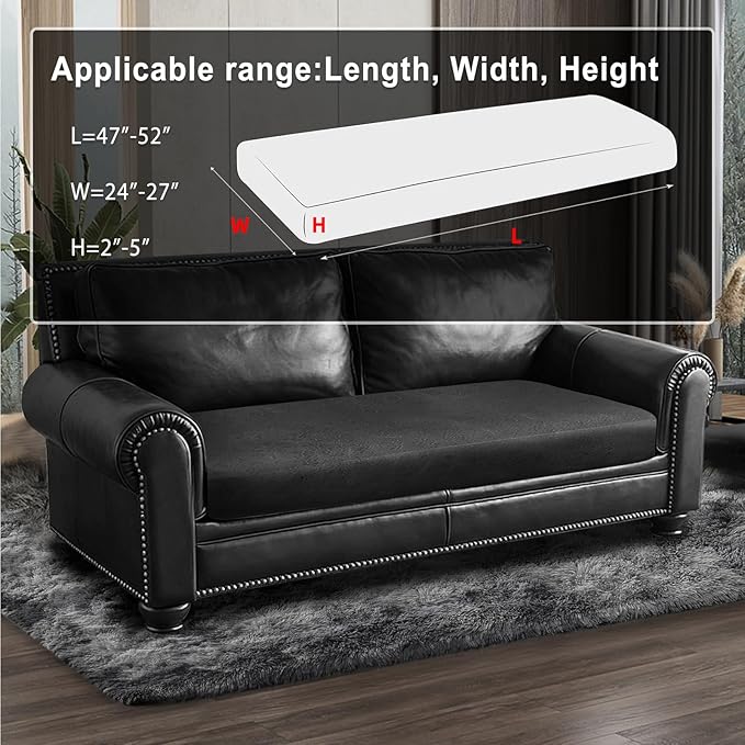 ANARACHON Leather Look Couch Cushion Covers Sofa Seat Slipcovers Sets Couches Furniture Protector for Sectional Armchair Loveseat Pets Kids Stretch Spandex Fabric (1 Cushion Loveseat, Dark Grey)