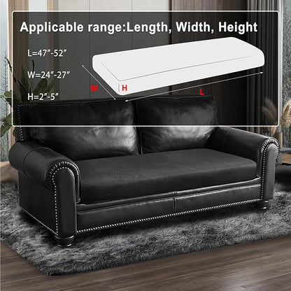 ANARACHON Leather Look Couch Cushion Covers Sofa Seat Slipcovers Sets Couches Furniture Protector for Sectional Armchair Loveseat Pets Kids Stretch Spandex Fabric (1 Cushion Loveseat, Dark Grey)