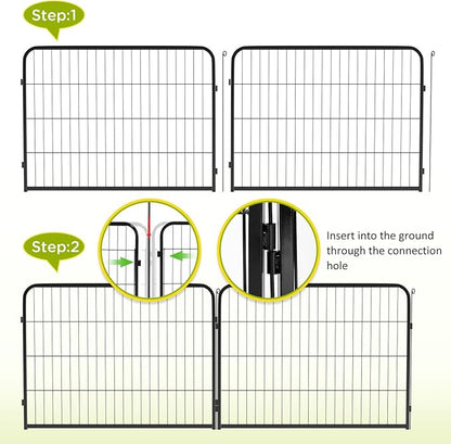 BestPet | Dog Playpen Extender | 24 Inch, 4 Panels | Heavy Duty Metal Pet Exercise Pen | Indoor Outdoor Fence Panels | Rust-Resistant, Removable, Tool-Free Setup | Anti-Skid, Expandable Design