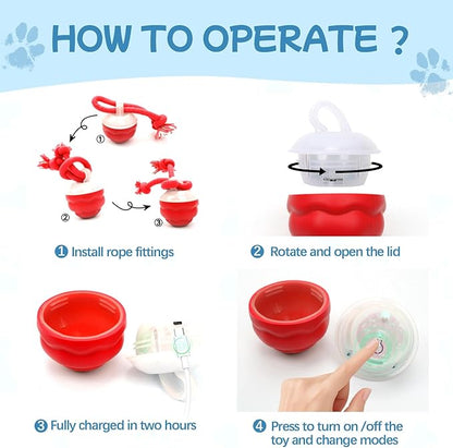 Goosheep 2026 New Interactive Dog Toys, Automatic Moving Dog Ball for Small/Medium/Large Dogs, Interactive Smart Rolling Dogs Toy Ball with Light Up to Keep Them Busy(Red)