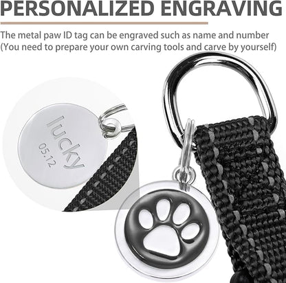 PUPTECK No Pull Dog Harness Soft Adjustable Basic Nylon Step in Puppy Vest Outdoor Walking with ID Tag, Reflecive Black, S