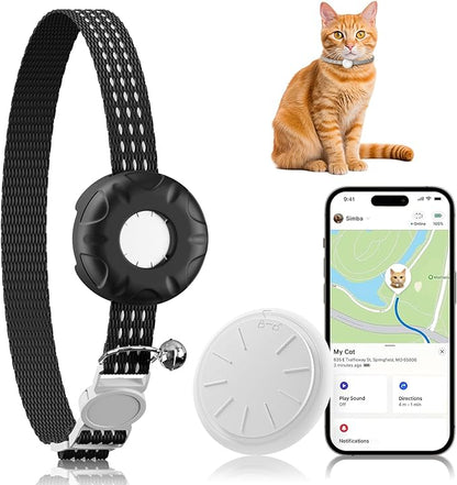 Pet Tracker for Cats, Compatible with Apple Find My App (Only iOS), Cat GPS Tracker Works with Any Collar, No Monthly Fee, Waterproof, Purple (Black)