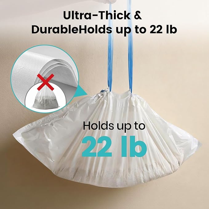 Invengo M1 Original Cat Litter Box Waste Bags, 40-Pack Drawstring Liners for Most Self-Cleaning Litter Boxes, Extra Thick Heavy-Duty Drawer Liners, 26" x 11.8", Holds Up to 22 lb