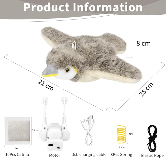 Cat Toys, Flapping Bird Cat Toy(No Flying), Interactive Catnip Toy with Catnip Bags, Chirping Noise Enrichment Moving Wings Dog Cat Kitten Toys, Flappy Flying Pets Toy for Indoor(Oriole) (A3)