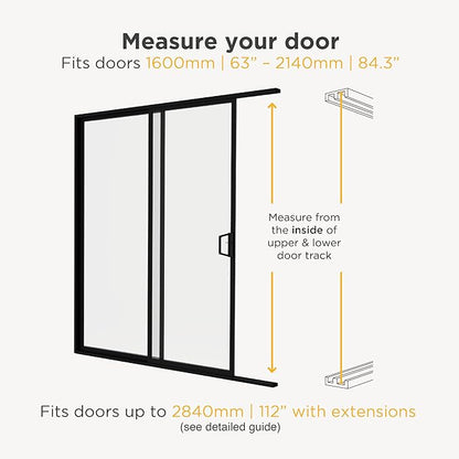 Hakuna Pets V2 Patio Pet Door Screen Insert Panel for Sliding Doors, Fits Door Track Min Ht 55.12" to Max Ht 84.25",UV Resistant Mesh, Locking Magnetic Dog Door, Easy Install and Removal,Small,Black