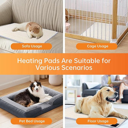 Cat Heating pad Indoor,Temperature Adjustable Kitten Heating pad Newborn with 12VDC Safe Voltage and Machine Washable.（L：23 * 19.6IN）