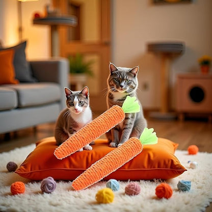 Cat Chew Toys, 2Pcs Carrot Shapes Cat Rope Toys with Sounding Parcels Interactive Cat Toys for Indoor Cats and Kittens for Biting Chewing