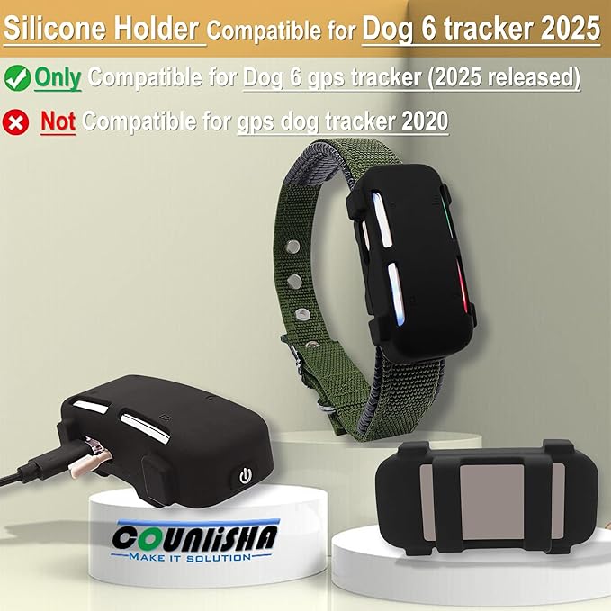 Silicone Holder Compatible for Tractive Smart Dog GPS | Live Pet Tracker (2025) for pet Collar,Durable Rubber Cover,Secure case with Strap Necklace for tractive Dog 6 tag (2pack,Black)