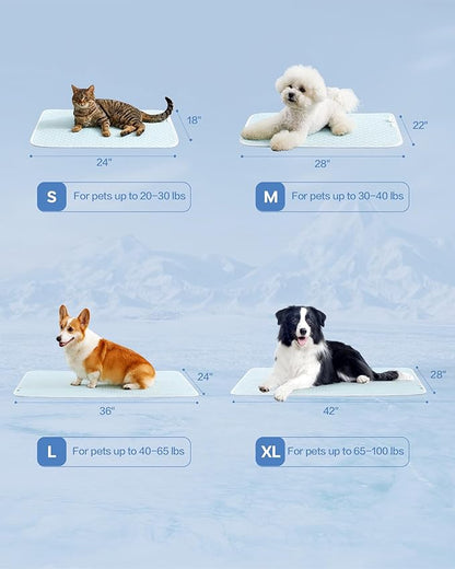 Dog Cooling Mat - Instant Cooling Pet Bed for Dogs & Cats, 6-12°F Drop, Non-Toxic & Machine Washable, Anti-Slip Bottom, Cool Mat for Indoor & Travel Use Light Blue 24" x 18"