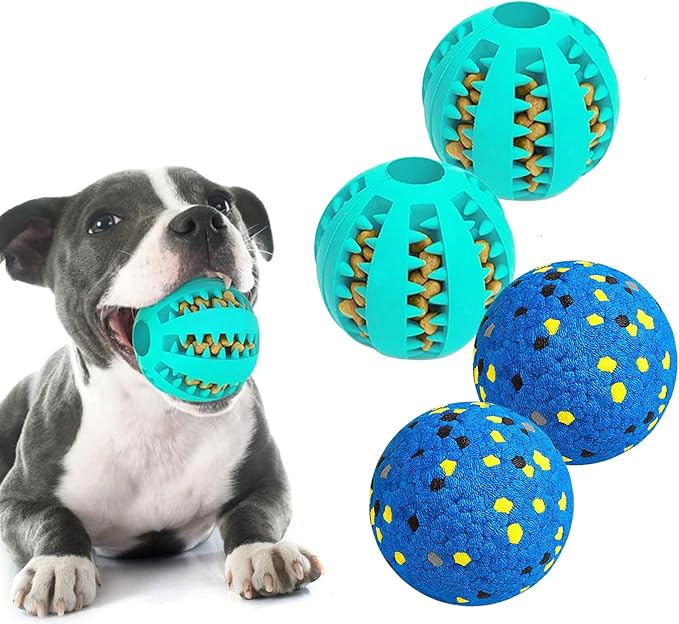 Idepet Dog Toy Ball Tennis Balls for Aggressive Chewers,Nontoxic Bite Resistant Toys ETPU High-Bounce Floating Fetch Toys for Teething for Small Medium Dogs (Blue&Blue, 4 Balls-2.75in)