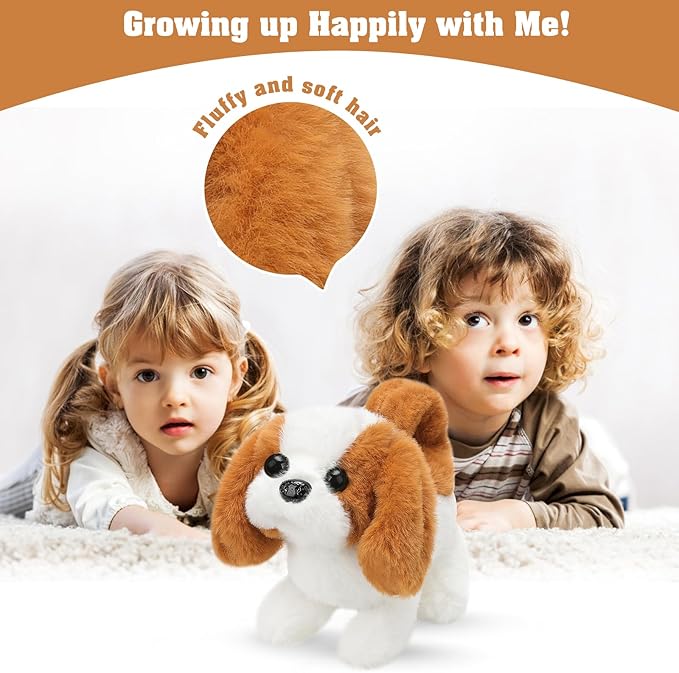 KSABVAIA Plush Saint Bernard Toy Puppy Electronic Interactive Dog - Walking, Barking, Tail Wagging, Stretching Companion Animal for Kids Toddlers