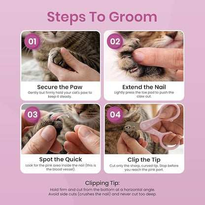 Necoichi Purrcision Feline Nail Clippers | Lever Principle Cat Nail Clipper | Butter-Smooth Cuts | Seki, Gifu Swordsmith Craftsmanship | Stainless Steel Cat Claw Trimmer for Indoor Cats (Lilac)