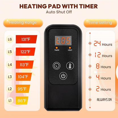 Niubya Pet Heating Pad for Dogs and Cats, Adjustable Temperature and Waterproof Pet Heated Mat with Timer, Electric Heating Pet Bed with Chew Resistant Cord and Soft Washable Cover, 47" x 28"