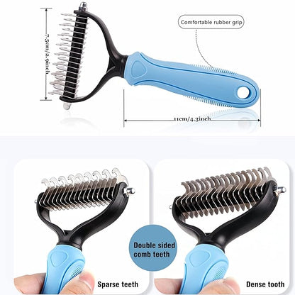 Undercoat Rake for Dogs, Long Tooth Dog Grooming Rake + Deshedding Brush Comb, Dematting Tool Set Pet Beauty Brushes for Grooming Middle Large Dog Longhair Cat Horse, German Shepherd Comb Husky Brush