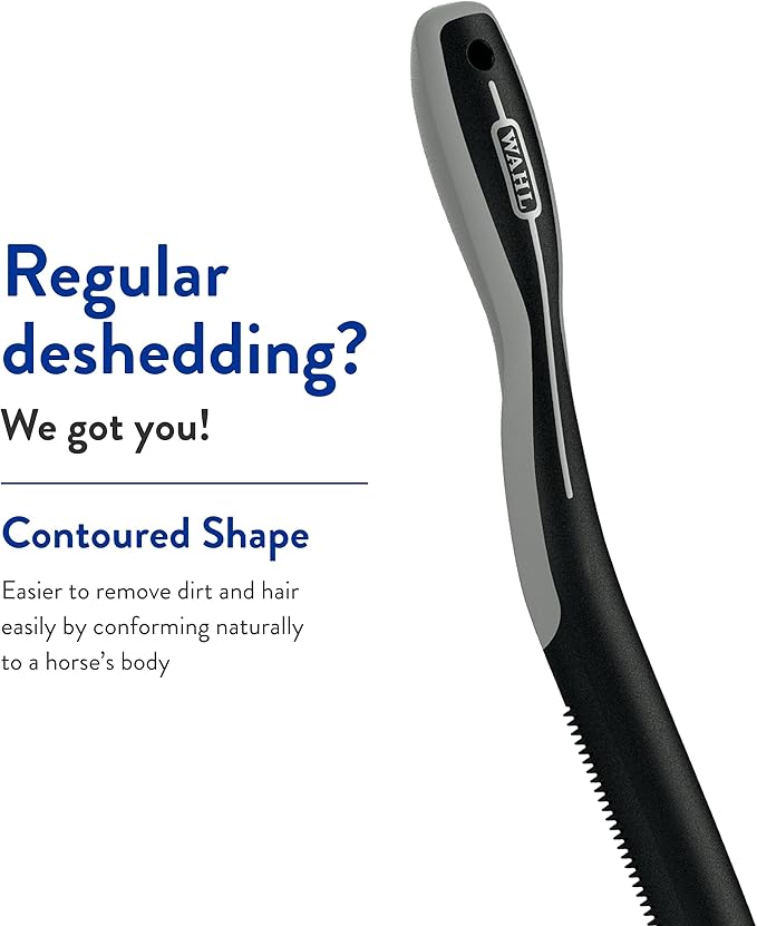 Wahl Professional Animal Equine Grooming Horse Shedding Tool (#858714) - Contoured Horse Shed Tool - Horse Hair Shedder & Deshedder - Removes Hair & Dirt - Horse Grooming Supplies - Black