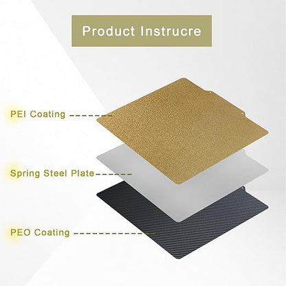 Textured PEI & Smooth PET (Carbon Fiber Pattern) Heat Bed Plate Flexible Print Bed Compatible with Artillery Genius