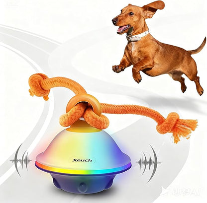 Xeuch Smart Interactive Dog Toys, Automatic Moving and Rolling Dogs Ball with Rope, Motion-Activated Squeaky Ball for Small Medium Dogs for Boredom, RGB Lights, Stimulating Sound, Voice Recording
