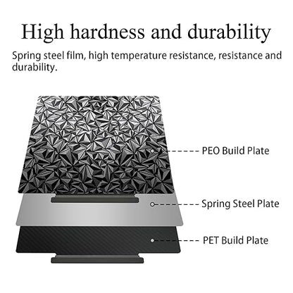 HzdaDeve AD5X Build Plate with Handle for Adventurer 5M/5M Pro/AD5X Double Sided Smooth PEO PET Board Steel Sheet Heated Bed PEI Platform Glue-Free Printing for FLASHFORGE 3D Printer (PEO+PET)