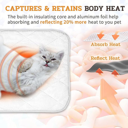 NWK Fluffy Self Warming Cat Mat, Cat Blanket, Thermal Dog Mat, Washable, Non-Slip Bottom for Sofa & Crate & Kennel & Car Seat (Creamy White, X-Large (45'' X 28'' X 0.4''))