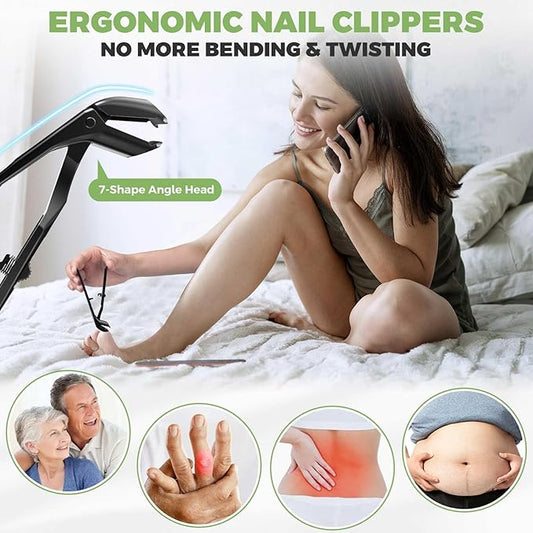 2026 Toenail Clippers for Seniors Thick Toenails, Angled Head Large Toe Nail Clippers for Thick Nails for Men, Heavy Duty Ingrown Toenail Clippers with Wide Jaw, Slanted Nail clippers with Long Handle