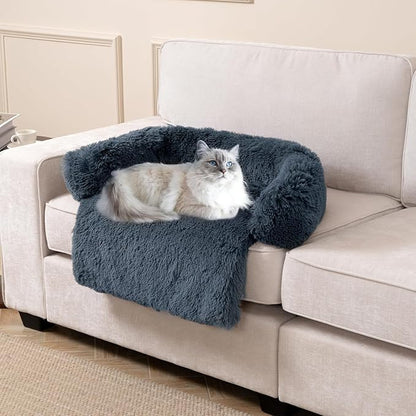 Tinaco Calming Dogs/Cats Bed Mats, Dog Pad Washable Removable Couch Cover, Plush Long Fur Mat for Pets, Waterproof Lining, Perfect for Small, Medium and Large Dogs and Cats (Navy Blue, 34"x30")