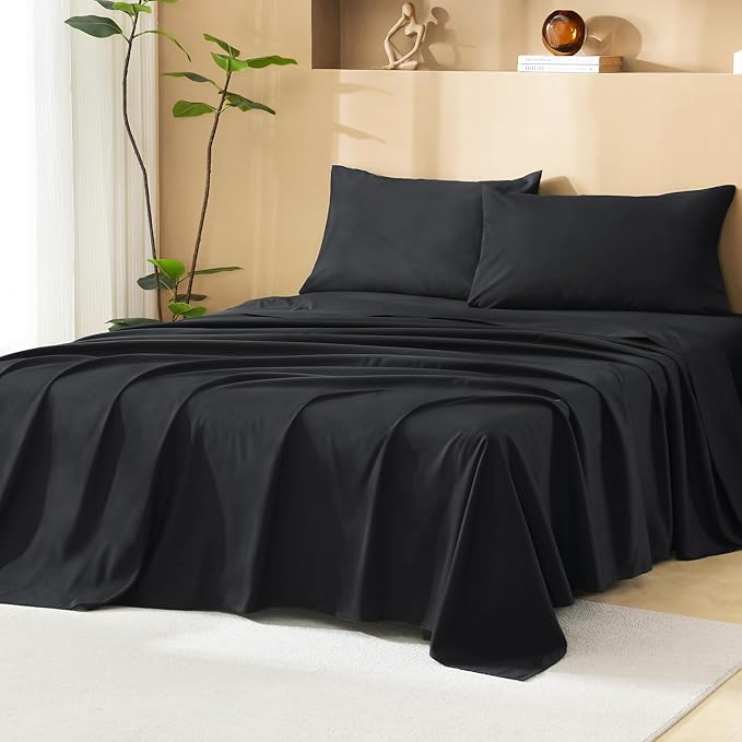 Litanika Black King Size Comforter Set with Sheets - 7 Pieces Bed in a Bag King Tufted Complete Bedding Sets with Comforter, Sheets, Pillowcases & Shams