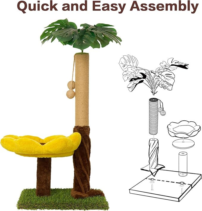Cat Scratching Post, Cat Scratcher Kitten Scratch Post，Sisal Rope for Indoor Cats, Claw Scratcher for Indoor Cats and Kittens (Sunflower Cat Bed)
