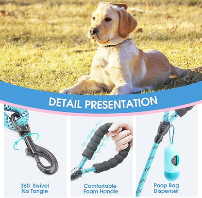 BAAPET 2/4/5/6 FT Dog Leash with Comfortable Padded Handle and Highly Reflective Threads for Small Medium and Large Dogs (6FT-1/2'', Blue)