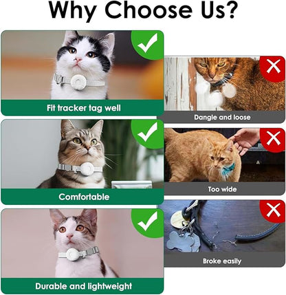 GPS Tracker for Cats, Compatible with Apple Find My App (Only iOS), No Monthly Fee, Waterproof (White Tracker, White Cat Collar)