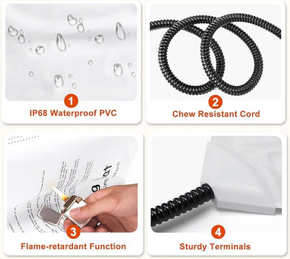 Large Pet Heating Pad, Waterproof Heated Dog Cat Bed with 11 Adjustable Temperatures & 24H Timer, Auto Shut-Off, Chew-Resistant Cord, Washable Cover, Indoor Electric Heating Mat, Beige, L(35" x 24")