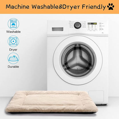 Dog Beds Crate Pad for Small Dogs Ultra Soft Dog Crate Bed Washable & Anti-Slip Kennel Pad for Dogs Cozy Sleeping Mat,Cream 24inch