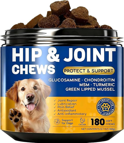 Glucosamine for Dogs 180pcs Joint Support Supplement Dog Hip and Joint Chondroitin Chews Treats with MSM Hemp Dog Joint Pain Relief Mobility Supplements