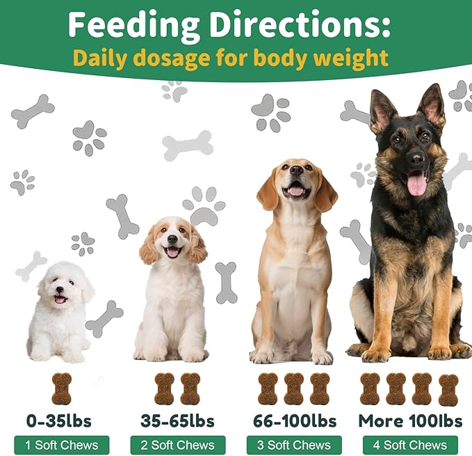 Hip and Joint Supplement for Dogs, Glucosamine Treats Chews with Chondroitin, MSM, Turmeric - Support Joint Pain Relief, Mobility, Reduce Occasional Discomfort, Fit All Ages and Breeds, 150 Soft Chew