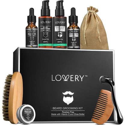 Gifts for Men Beard Grooming Kit, Holiday Gift Beard Kit Set with Beard Oil, Balm, Wash, Brush, Comb & More, Mens Gifts for Him, Dad, Birthday, Boyfriend, Husband, Man