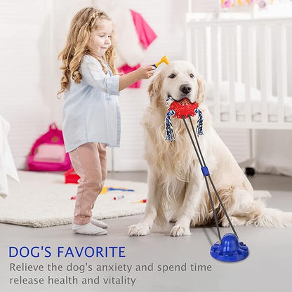 Askhald Aggressive Chewer Dog Toys - Rope Toys with Suction Cup, Teething Treats & Puzzle Food Dispensing Ball (Navy Blue)