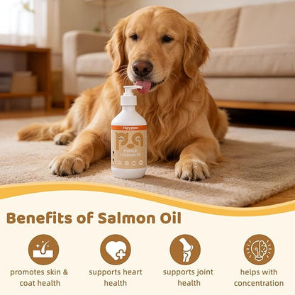 Fish Oil Omega 3 for Dogs - Salmon & Pollock Oil for Dog and Cat - Defense Liquid Supplement for Skin, Coat Brain, Hip, Joint and Heart Health - Omega Oil for Pet(16OZ)