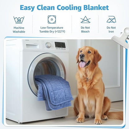 PICK FOR LIFE Cooling Blanket for Dogs, 0.4 Q-MAX Pets Cooling Comforter Throw for Bed Cover, Summer Blanket for Large Dogs Washable, Soft Lightweight Cold Mats for Pet Hot Weathe, 48"×62"/Deep Blue