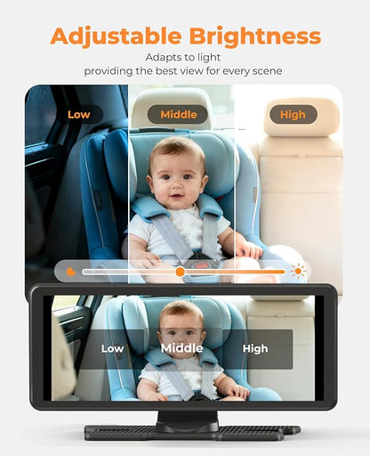 LUCKVIEW BM5PRO 7.2" 1080P HD Baby Car Camera for 2 Kids, Split Screen with IR Night Vision, Easy to Install & Adjust Brightness, Dual Car Camera Baby Monitor for Rear Seat Safety