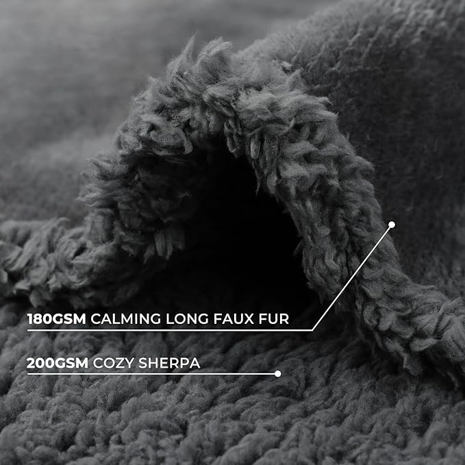 Luciphia Waterproof Bed Blanket Washable, Soft Sherpa Fleece Puppy Reversible Throw Blankets for Medium Large Dog Cat, Furniture Cover Protector Couch from Liquid Pee and Pet Fur, Light Grey,65" x 57"