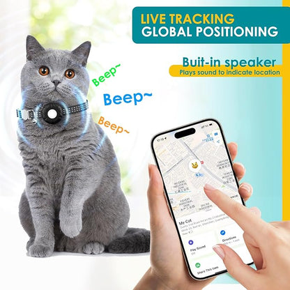 Pet Tracker for Cats, Compatible with Apple Find My App (Only iOS), Cat GPS Tracker Works with Any Collar, No Monthly Fee, Waterproof (Black)