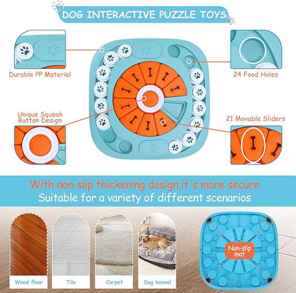 FOXMM Dog Puzzle Toys, Interactive Treat Puzzle Dog Toy for IQ Training & Mental Stimulating, Squeaky Design for Large, Medium, Small Dogs
